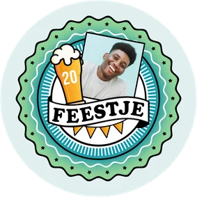 Uitnodiging cirkel bierviltje feestje bier foto slingers