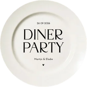 Uitnodiging dinerparty in vorm van bord cirkelvorm