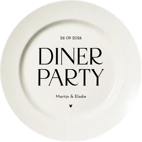 Uitnodiging dinerparty in vorm van bord cirkelvorm