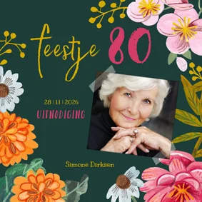 Uitnodiging feest bloemen bijzonder