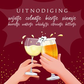 Uitnodiging feest met tekst van drankjes