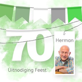 Uitnodiging feest slinger en foto 70