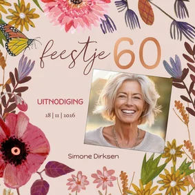Uitnodiging Feestje 60 Bloemen Botanisch Herfst