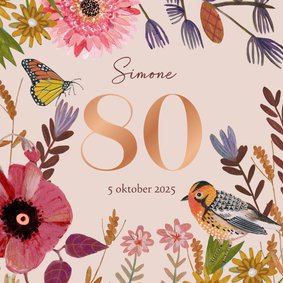 Uitnodiging Feestje 80 Bloemen Botanisch Herfst