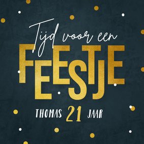 Uitnodiging feestje goud verjaardag typografisch