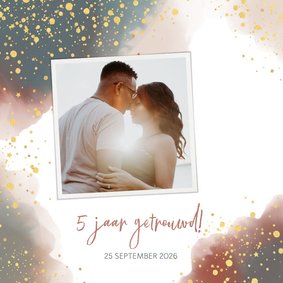 Uitnodiging feestje huwelijksjubileum waterverf en goud