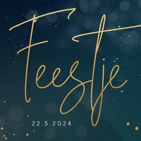 Uitnodiging feestje met goudlook