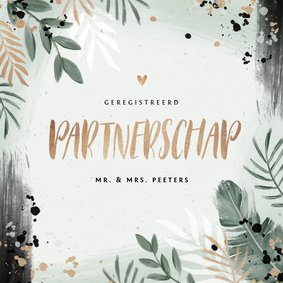 Uitnodiging geregistreerd partnerschap botanisch waterverf