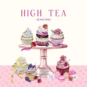 Uitnodiging high tea cupcakes