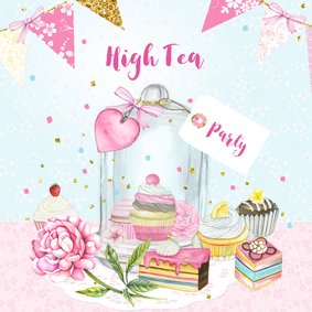 Uitnodiging High Tea stolp taartjes