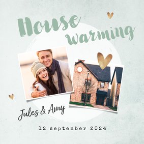 Uitnodiging housewarming groen goud plantje foto's