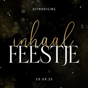 Uitnodiging inhaalfeestje zwart met goud