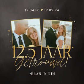 Uitnodiging jubileum 12,5 jaar getrouwd zwart goud foto's