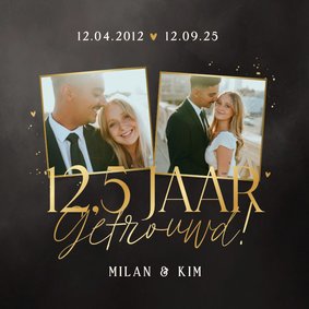 Uitnodiging jubileum 12,5 jaar getrouwd zwart goud foto's