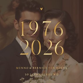 Uitnodiging jubileum 1976 2026 grote foto met goudfolie