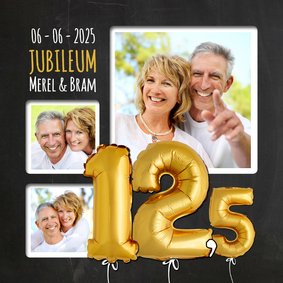 Uitnodiging jubileum ballonnen goud 12,5