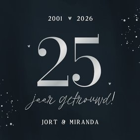 Uitnodiging jubileum donkerblauw zilver 25 jaar getrouwd