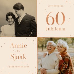 Uitnodiging jubileum met foto's en spetters koper