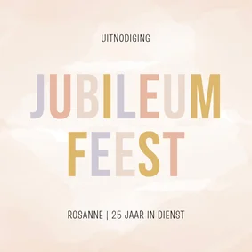 Uitnodiging jubileum waterverf en grote gekleurde letters