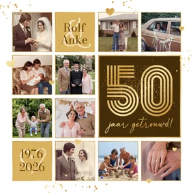 Uitnodiging jubileumfeest 50 jaar getrouwd fotocollage