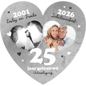 Uitnodiging jubileumfeest zilveren huwelijk 25 jaar getrouwd