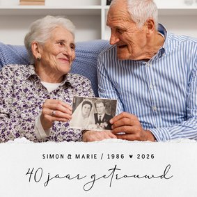 Uitnodiging jubileumfeestje papier grote foto 40 jaar