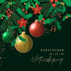 Uitnodiging kerst feestelijk stijlvol uitsnede kerstkrans 