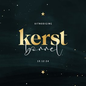 Uitnodiging kerstborrel donkergroen met sterren