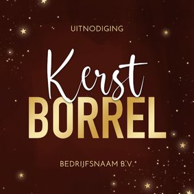 Uitnodiging kerstborrel rood stijlvol goud zakelijk