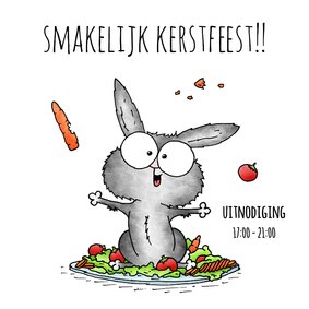 Uitnodiging kerstdiner konijn - Smakelijk kerstfeest!