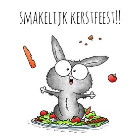 Uitnodiging kerstdiner konijn - Smakelijk kerstfeest!