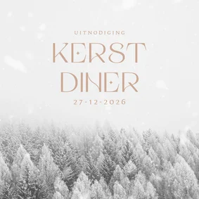 Uitnodiging kerstdiner met besneeuwde bomen 