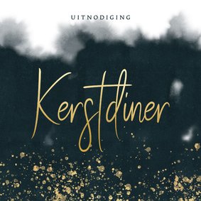 Uitnodiging kerstdiner waterverf & gouden tekst