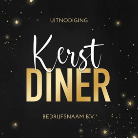 Uitnodiging kerstdiner zwart stijlvol goud zakelijk