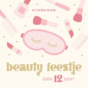 Uitnodiging kinderfeestje beauty en make-up 