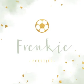 Uitnodiging kinderfeestje gouden voetbal met waterverf