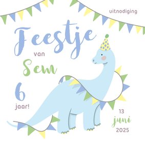 Uitnodiging kinderfeestje met dinosaurus voor een jongen