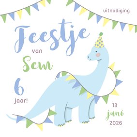 Uitnodiging kinderfeestje met dinosaurus voor een jongen