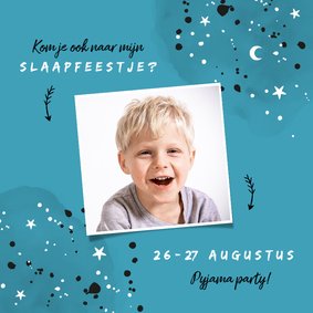 Uitnodiging kinderfeestje slaapfeestje voor een jongen