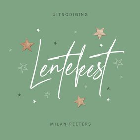 Uitnodiging lentefeest sterren hout