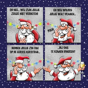 Uitnodiging, leuke kerstkaart met grappige kerstman.