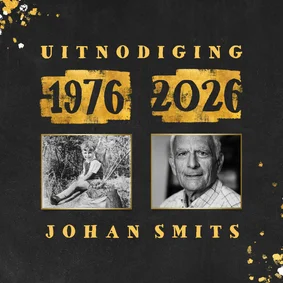 Uitnodiging met foto en goudlook 1976/2026