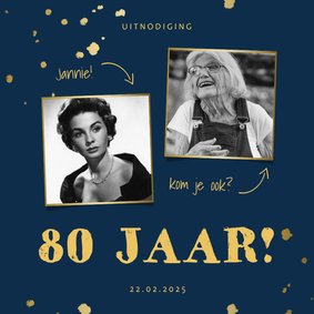 Uitnodiging met gouden confetti en aanpasbare kleur