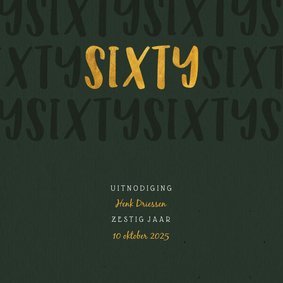 Uitnodiging met gouden sixty en papierlook stijlvol
