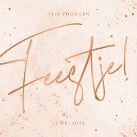 Uitnodiging met koperen spetters tijd voor een feestje