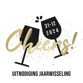 Uitnodiging nieuwjaarsborrel cheers met proostende glazen