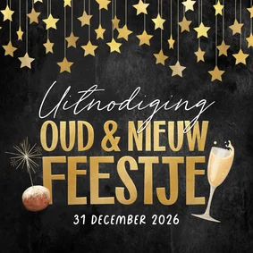 Uitnodiging oudejaarsavond champagne oud & nieuw oliebol