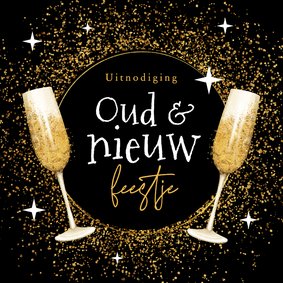 Uitnodiging oudejaarsavond oud en nieuw feestje goud