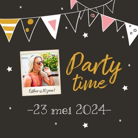 Uitnodiging - party time met foto