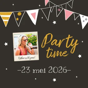 Uitnodiging - party time met foto